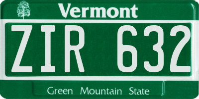 VT license plate ZIR632