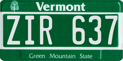 VT license plate ZIR637