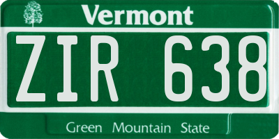 VT license plate ZIR638