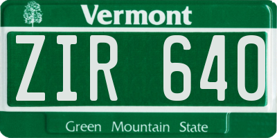VT license plate ZIR640