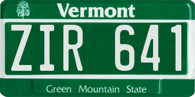VT license plate ZIR641