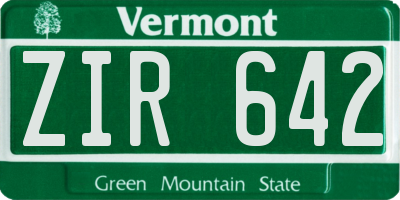 VT license plate ZIR642