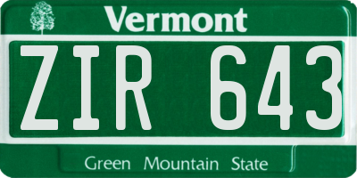 VT license plate ZIR643