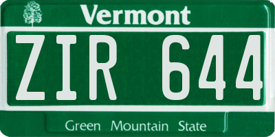 VT license plate ZIR644