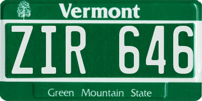 VT license plate ZIR646