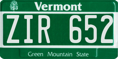 VT license plate ZIR652