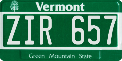 VT license plate ZIR657