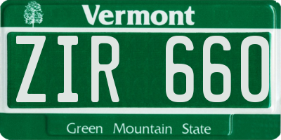 VT license plate ZIR660