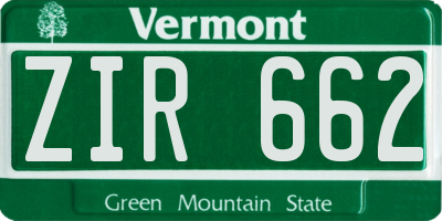 VT license plate ZIR662