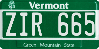 VT license plate ZIR665