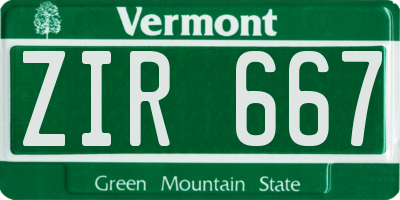 VT license plate ZIR667