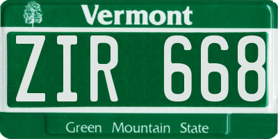 VT license plate ZIR668