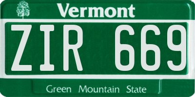 VT license plate ZIR669