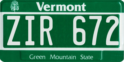 VT license plate ZIR672