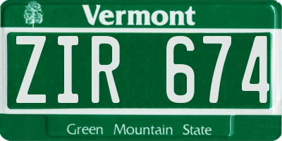 VT license plate ZIR674