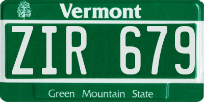 VT license plate ZIR679