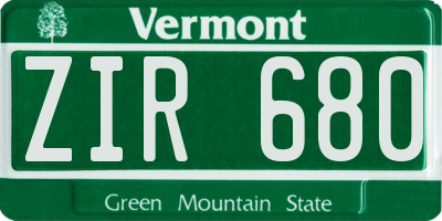VT license plate ZIR680