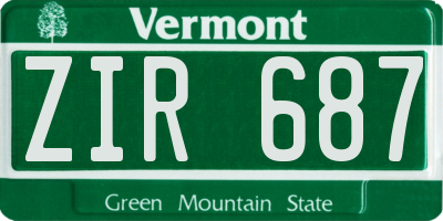 VT license plate ZIR687