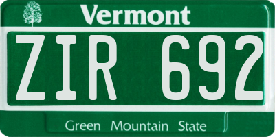VT license plate ZIR692
