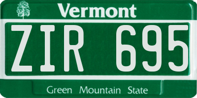 VT license plate ZIR695