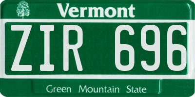 VT license plate ZIR696
