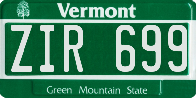 VT license plate ZIR699