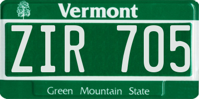 VT license plate ZIR705