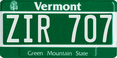 VT license plate ZIR707