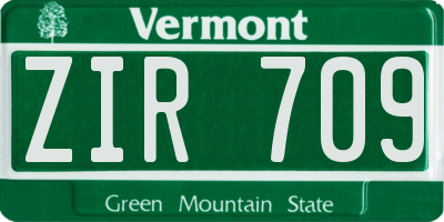 VT license plate ZIR709