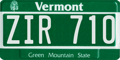 VT license plate ZIR710