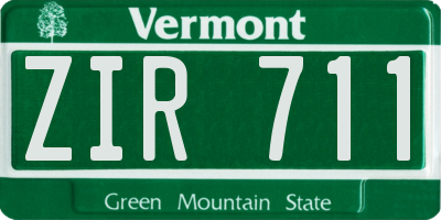 VT license plate ZIR711