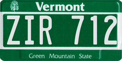 VT license plate ZIR712