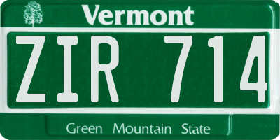 VT license plate ZIR714
