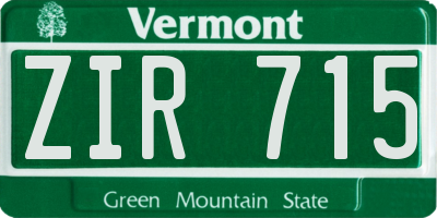 VT license plate ZIR715