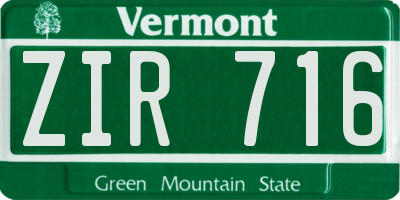 VT license plate ZIR716