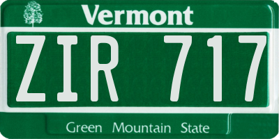 VT license plate ZIR717