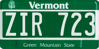 VT license plate ZIR723
