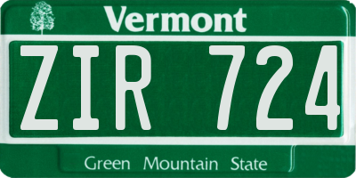 VT license plate ZIR724