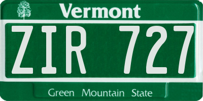 VT license plate ZIR727