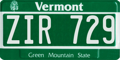 VT license plate ZIR729