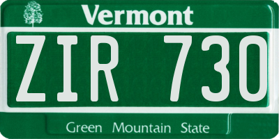 VT license plate ZIR730