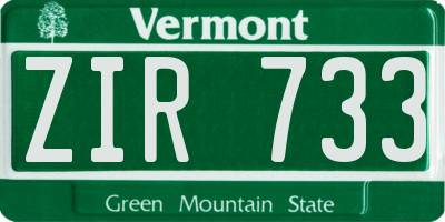 VT license plate ZIR733