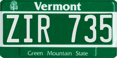 VT license plate ZIR735