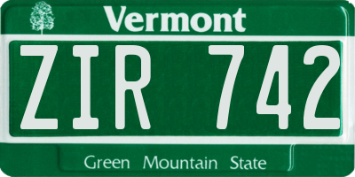 VT license plate ZIR742