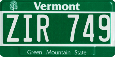 VT license plate ZIR749
