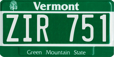 VT license plate ZIR751