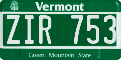 VT license plate ZIR753