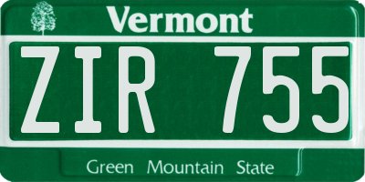 VT license plate ZIR755