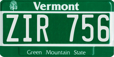 VT license plate ZIR756