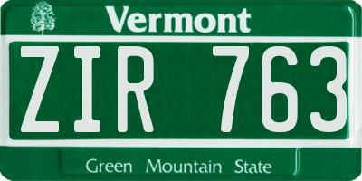 VT license plate ZIR763